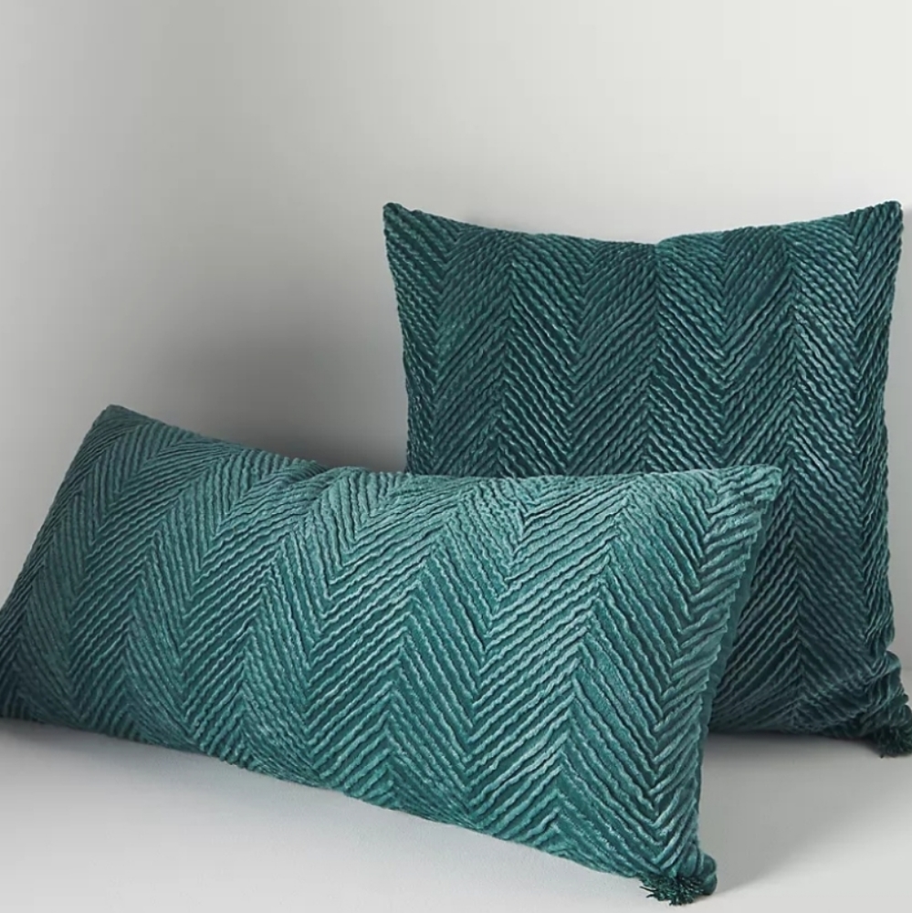Anthropologie Velvet Nobel Pillow - teal
